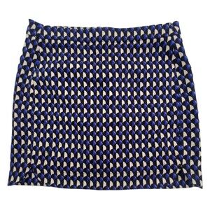 J Crew Retro Print Cotton Lined Women's Mini Skirt Size 4 Black White Purple